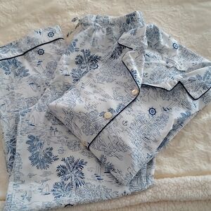 Alexander Del Rosa Palm Coast Pajamas Sz. M Blue/ White